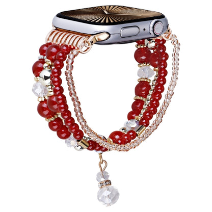For Apple Watch 46mm / 49mm / 45mm / 44mm Four-row Copper Beads Chain Watch Band(Red) by bashfashion