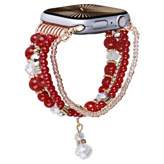 For Apple Watch 46mm / 49mm / 45mm / 44mm Four-row Copper Beads Chain Watch Band(Red) by bashfashion