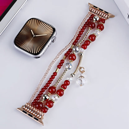 For Apple Watch 46mm / 49mm / 45mm / 44mm Four-row Copper Beads Chain Watch Band(Red) by bashfashion