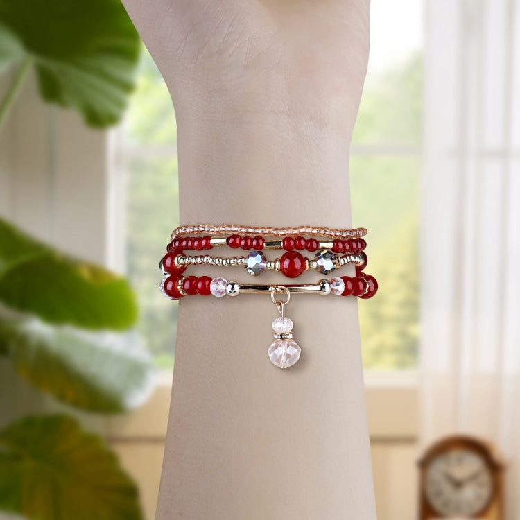 For Apple Watch 46mm / 49mm / 45mm / 44mm Four-row Copper Beads Chain Watch Band(Red) by bashfashion