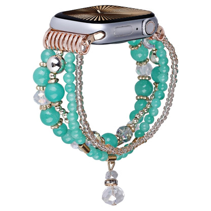 For Apple Watch 46mm / 49mm / 45mm / 44mm Four-row Copper Beads Chain Watch Band(Green) by bashfashion