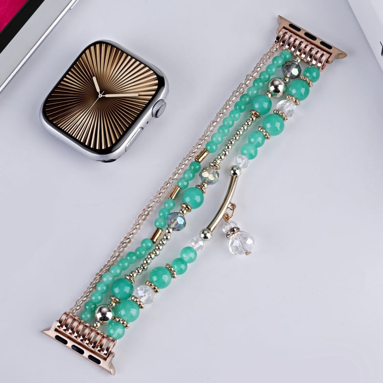 For Apple Watch 46mm / 49mm / 45mm / 44mm Four-row Copper Beads Chain Watch Band(Green) by bashfashion