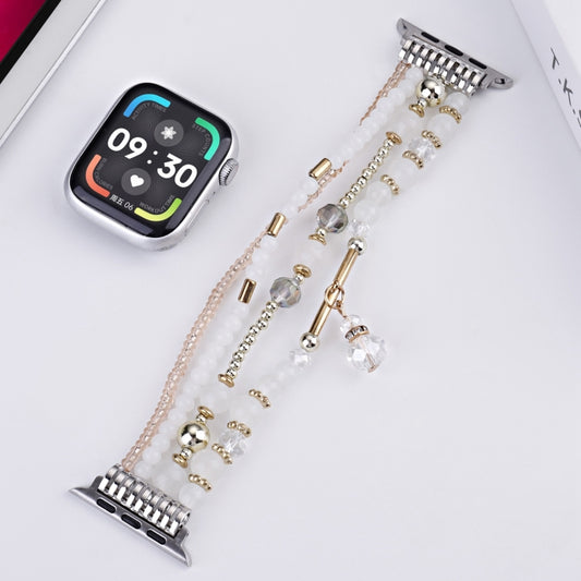 For Apple Watch 46mm / 49mm / 45mm / 44mm Four-row Copper Beads Chain Watch Band(White) by bashfashion