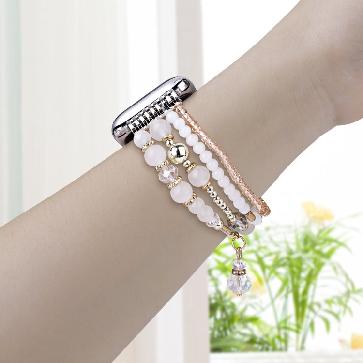 For Apple Watch 46mm / 49mm / 45mm / 44mm Four-row Copper Beads Chain Watch Band(White) by bashfashion