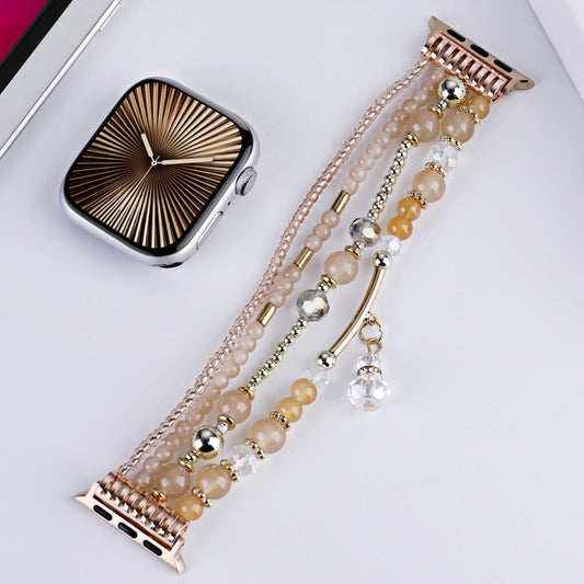 For Apple Watch 42mm / 41mm / 40mm / 38mm Four-row Copper Beads Chain Watch Band(Apricot) by bashfashion