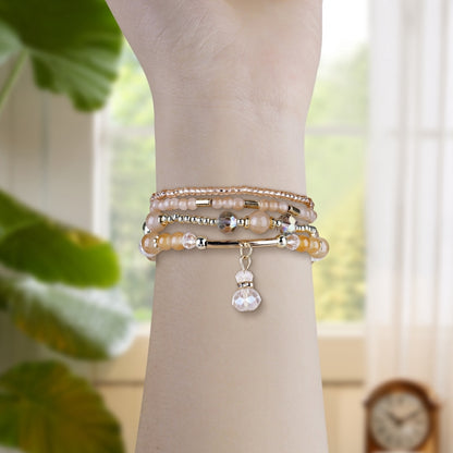 For Apple Watch 42mm / 41mm / 40mm / 38mm Four-row Copper Beads Chain Watch Band(Apricot) by bashfashion