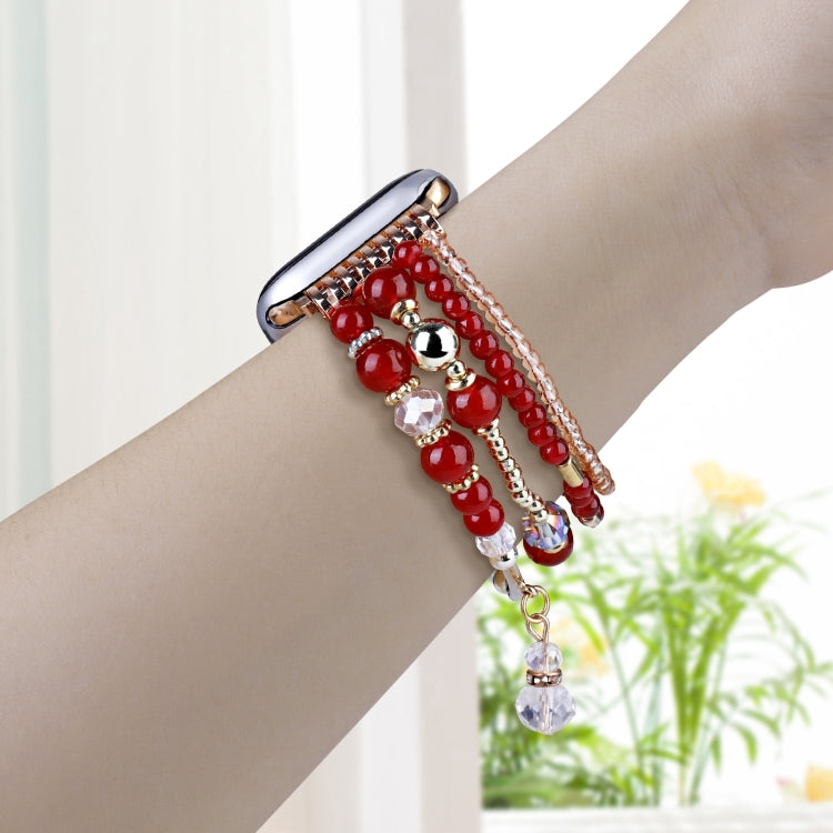 For Apple Watch 42mm / 41mm / 40mm / 38mm Four-row Copper Beads Chain Watch Band(Red) by bashfashion