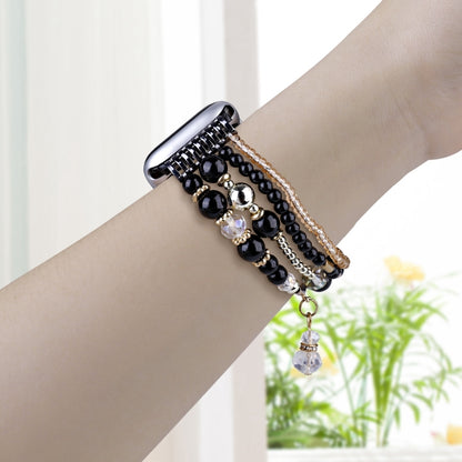 For Apple Watch 42mm / 41mm / 40mm / 38mm Four-row Copper Beads Chain Watch Band(Black) by bashfashion