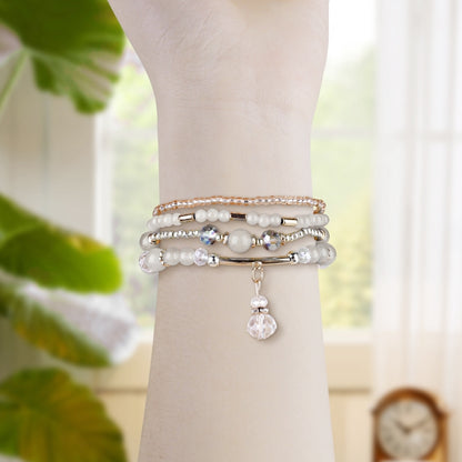 For Apple Watch 42mm / 41mm / 40mm / 38mm Four-row Copper Beads Chain Watch Band(White) by bashfashion