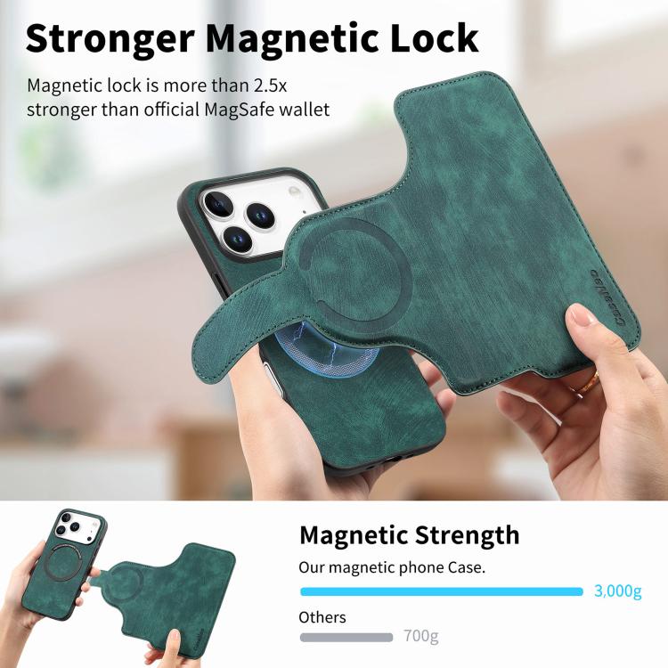 For iPhone 17 Pro Max CaseNeo MagSafe RFID Anti-theft Retro Leather Phone Case(Green) by CaseNeo