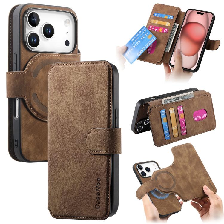 For iPhone 17 Pro CaseNeo MagSafe RFID Anti-theft Retro Leather Phone Case(Brown) by CaseNeo