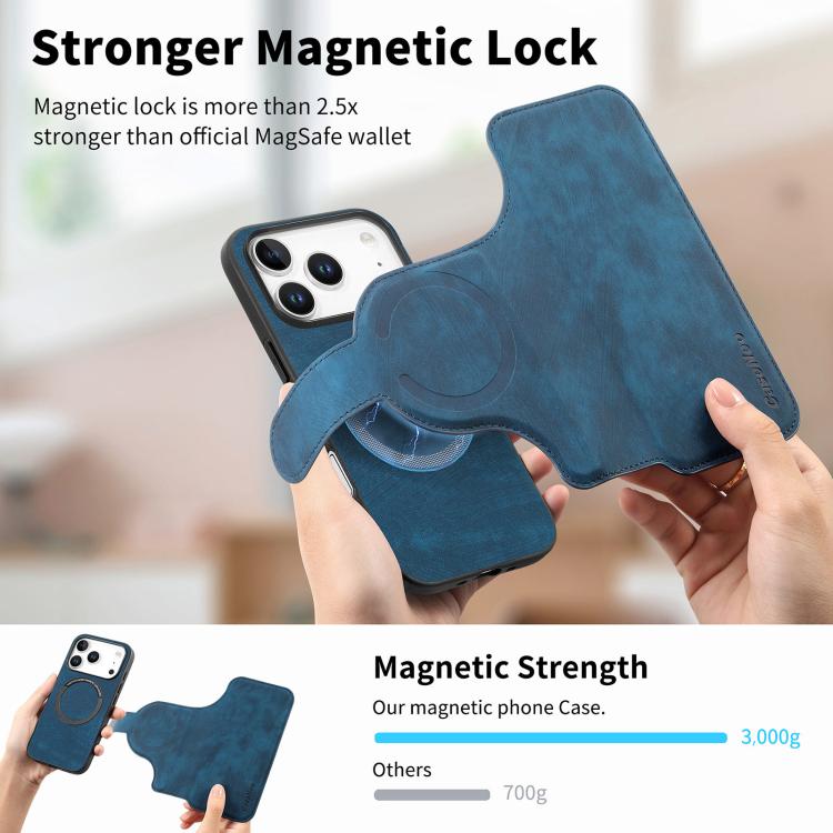 For iPhone 17 Pro CaseNeo MagSafe RFID Anti-theft Retro Leather Phone Case(Blue) by CaseNeo