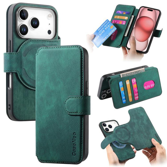 For iPhone 17 Pro CaseNeo MagSafe RFID Anti-theft Retro Leather Phone Case(Green) by CaseNeo