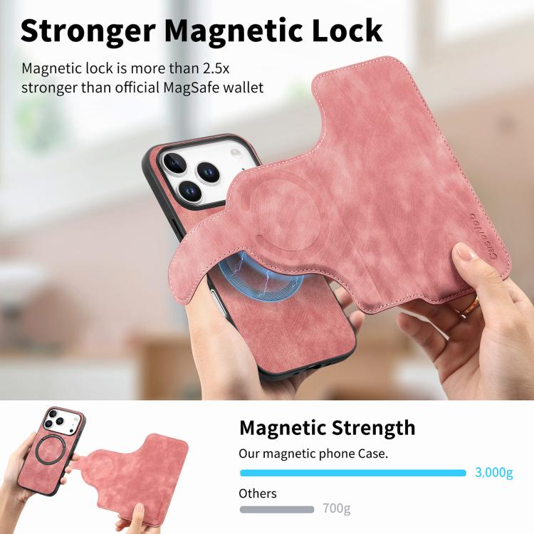 For iPhone 17 Pro CaseNeo MagSafe RFID Anti-theft Retro Leather Phone Case(Pink) by CaseNeo
