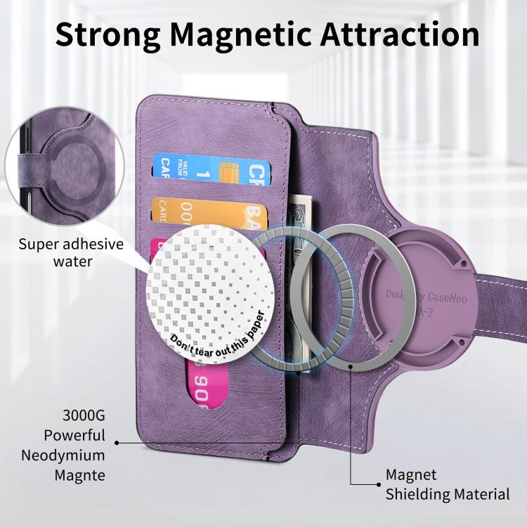 For iPhone 17 Pro CaseNeo MagSafe RFID Anti-theft Retro Leather Phone Case(Purple) by CaseNeo