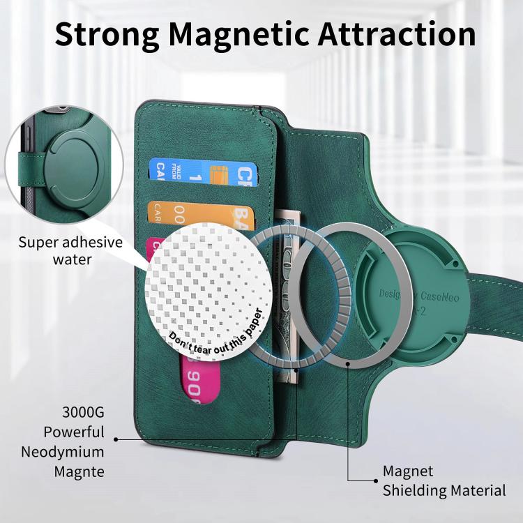 For iPhone 17 CaseNeo MagSafe RFID Anti-theft Retro Leather Phone Case(Green) by CaseNeo
