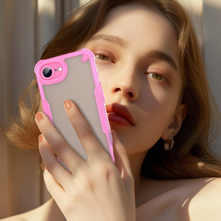 For iPhone 16e Armor Glaze PC Hybrid TPU Phone Case(Pink) by bashfashion