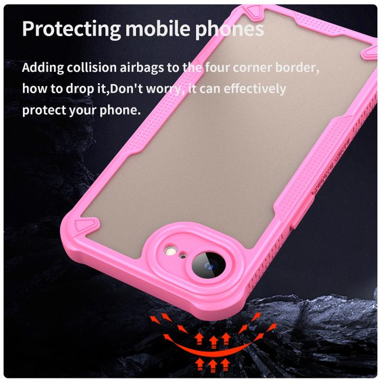 For iPhone 16e Armor Glaze PC Hybrid TPU Phone Case(Pink) by bashfashion