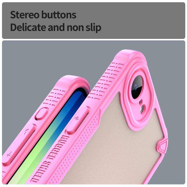 For iPhone 16e Armor Glaze PC Hybrid TPU Phone Case(Pink) by bashfashion