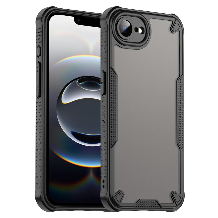 For iPhone 16e Armor Glaze PC Hybrid TPU Phone Case(Black) by bashfashion