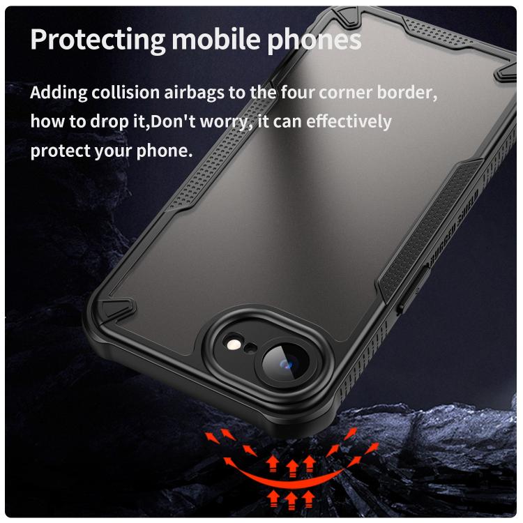 For iPhone 16e Armor Glaze PC Hybrid TPU Phone Case(Black) by bashfashion