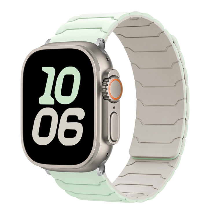 For Apple Watch 46mm / 49mm / 45mm / 44mm Magnetic Silicone Watch Band(Light Mint+Starlight) by bashfashion