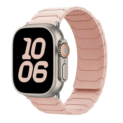 For Apple Watch 46mm / 49mm / 45mm / 44mm Magnetic Silicone Watch Band(Pink Sand) by bashfashion