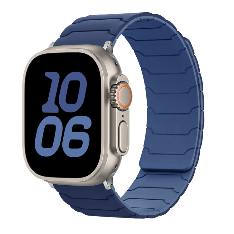 For Apple Watch 42mm / 41mm / 40mm / 38mm Magnetic Silicone Watch Band(Dark Light Navy Blue) by bashfashion