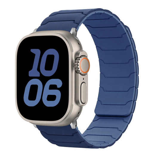 For Apple Watch 42mm / 41mm / 40mm / 38mm Magnetic Silicone Watch Band(Dark Light Navy Blue) by bashfashion
