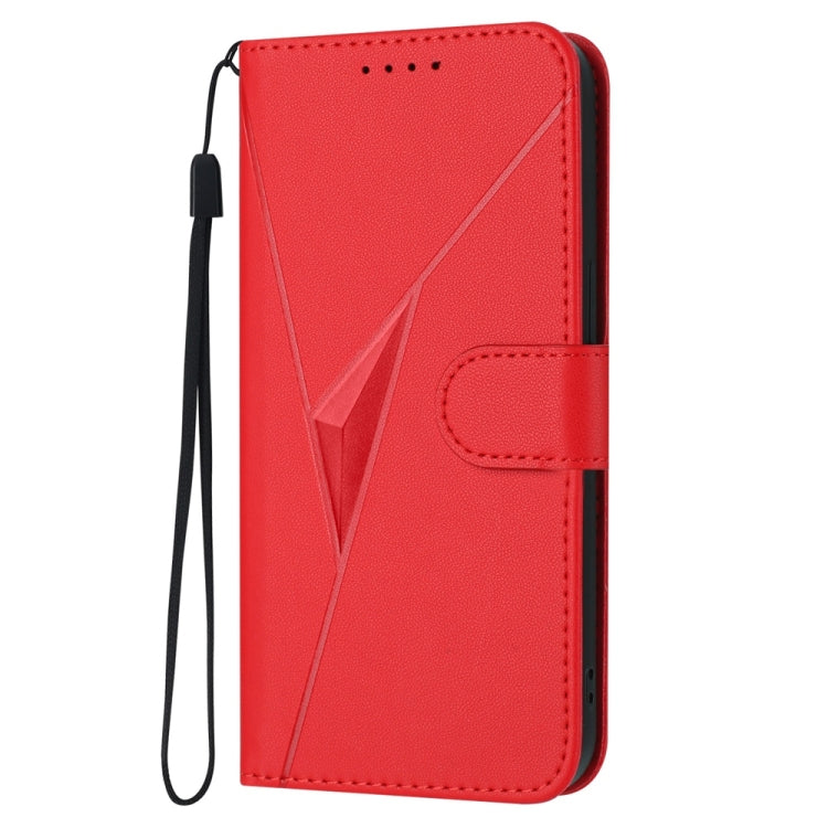 For iPhone 16e Triangle Pattern Buckle Clasp Leather Phone Case(Red) by bashfashion