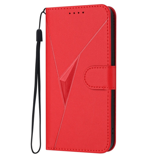 For iPhone 16e Triangle Pattern Buckle Clasp Leather Phone Case(Red) by bashfashion