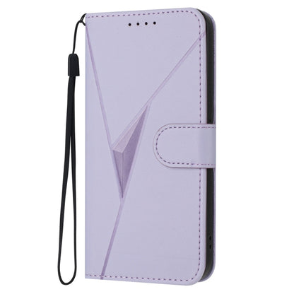 For iPhone 16e Triangle Pattern Buckle Clasp Leather Phone Case(Light Purple) by bashfashion