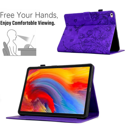 For iPad mini 5 / 4 / 3 / 2 / 1 Flowers and Bird Embossed Smart Leather Tablet Case(Purple) by bashfashion