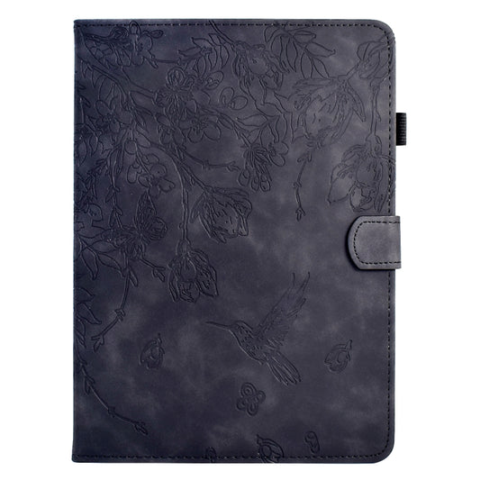 For Samsung Galaxy Tab S6 Lite P610 Flowers and Bird Embossed Smart Leather Tablet Case(Black) by bashfashion