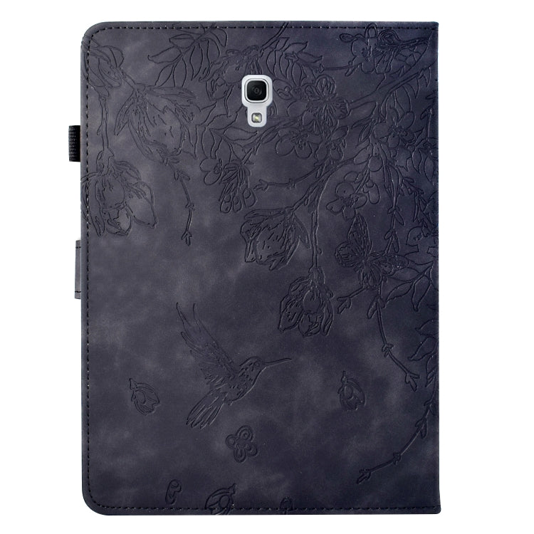 For Samsung Galaxy Tab A 10.5 T590 Flowers and Bird Embossed Smart Leather Tablet Case(Black) by bashfashion