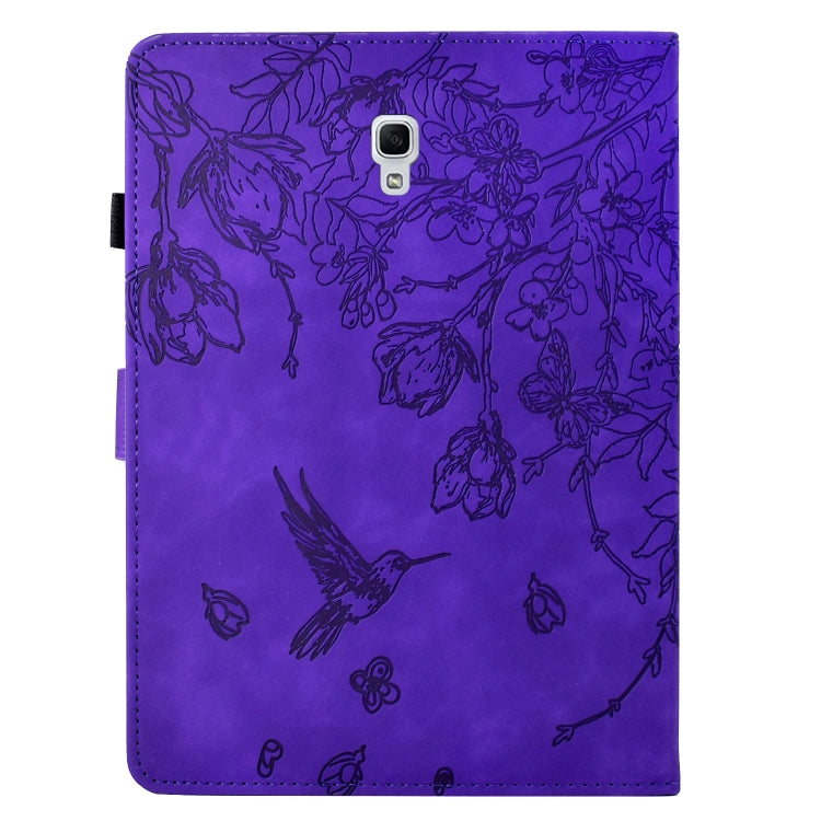 For Samsung Galaxy Tab A 10.5 T590 Flowers and Bird Embossed Smart Leather Tablet Case(Purple) by bashfashion