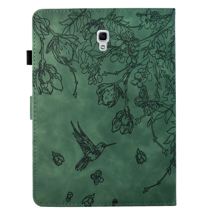 For Samsung Galaxy Tab A 10.5 T590 Flowers and Bird Embossed Smart Leather Tablet Case(Green) by bashfashion