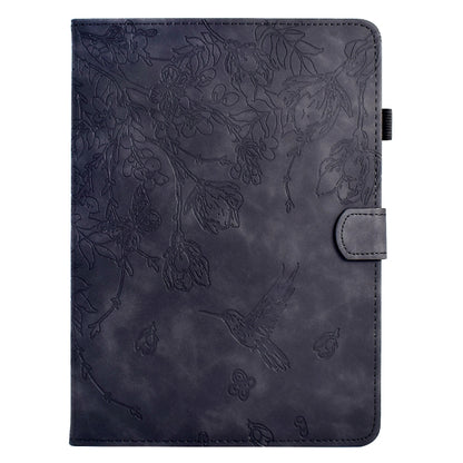 For Samsung Galaxy Tab S5e T720 Flowers and Bird Embossed Smart Leather Tablet Case(Black) by bashfashion