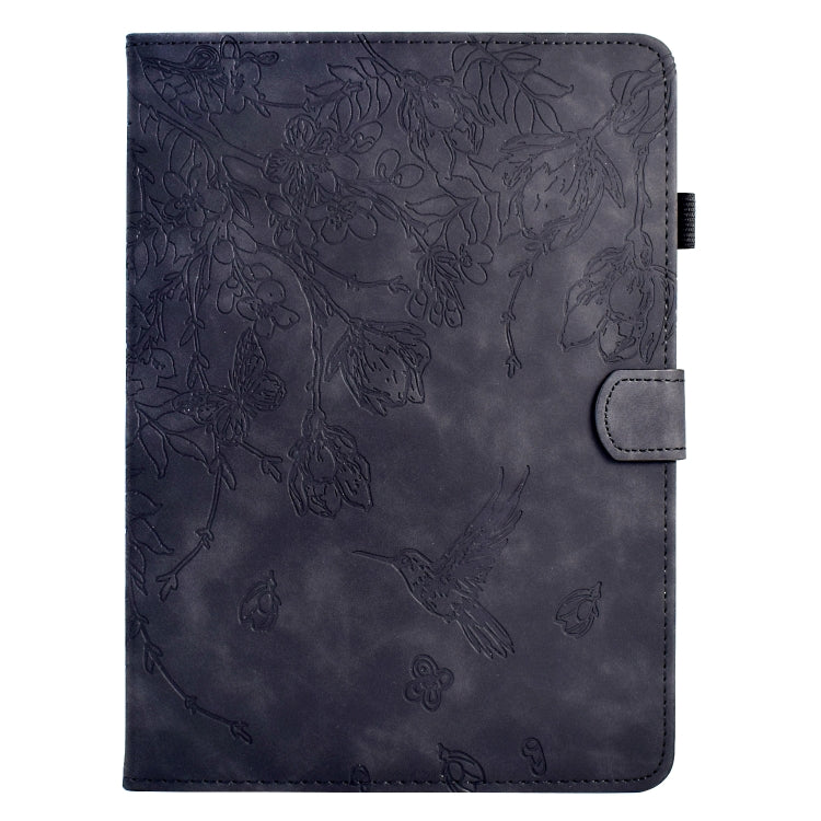 For Samsung Galaxy Tab A 10.1 T510 Flowers and Bird Embossed Leather Tablet Case(Black) by bashfashion