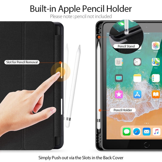 For iPad 9.7 inch(2017)/9.7 inch(2018)/iPad 6 DUX DUCIS Domo Series Horizontal Flip Magnetic PU Leather Case with Three-folding Holder & Pen Slot(Black) by DUX DUCIS