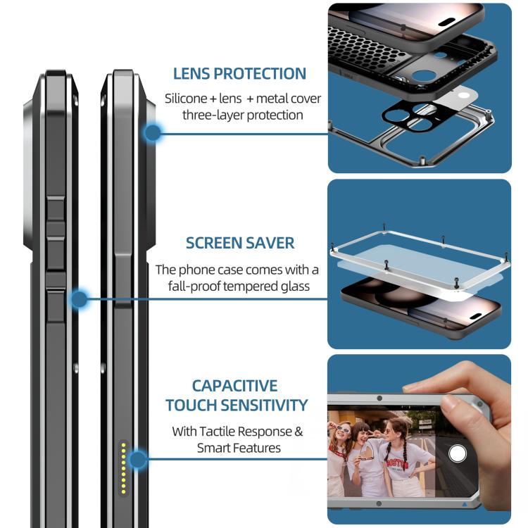 For iPhone 17 Pro Max RedPepper Triple-proof Metal Phone Case(Silver) by RedPepper