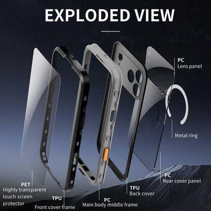 For iPhone 17 Pro Max RedPepper Transparent Dot IP68 Waterproof Triple-proof MagSafe Phone Case(Black Dark Grey) by RedPepper