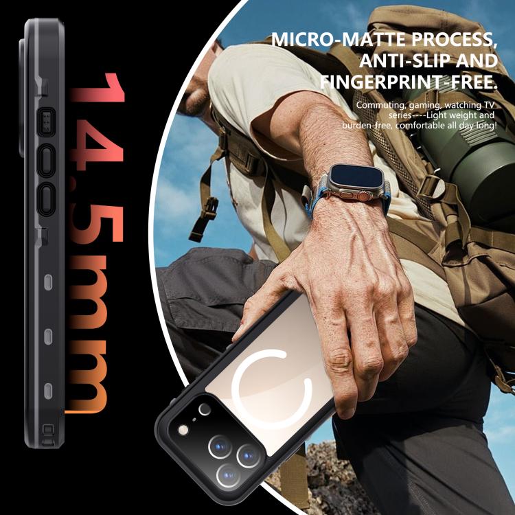 For iPhone 17 Pro RedPepper Transparent Dot IP68 Waterproof Triple-proof MagSafe Phone Case(Black Dark Grey) by RedPepper