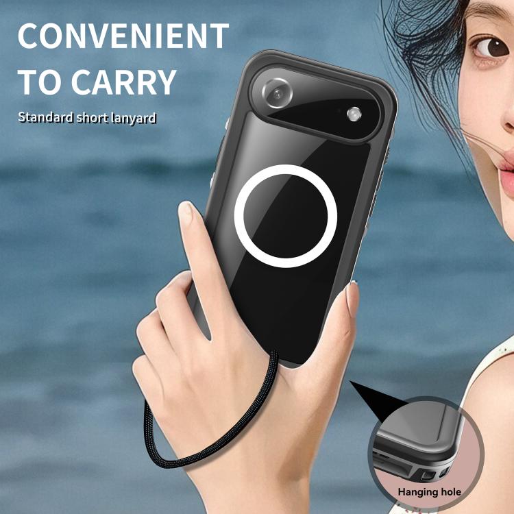 For iPhone Air RedPepper Transparent Dot IP68 Waterproof Triple-proof MagSafe Phone Case(Black Dark Grey) by RedPepper