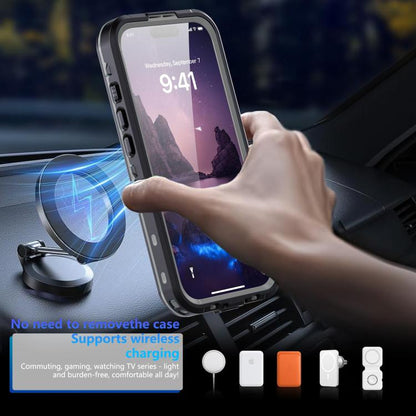 For iPhone 17 RedPepper Transparent Dot IP68 Waterproof Triple-proof MagSafe Phone Case(Black Dark Grey) by RedPepper