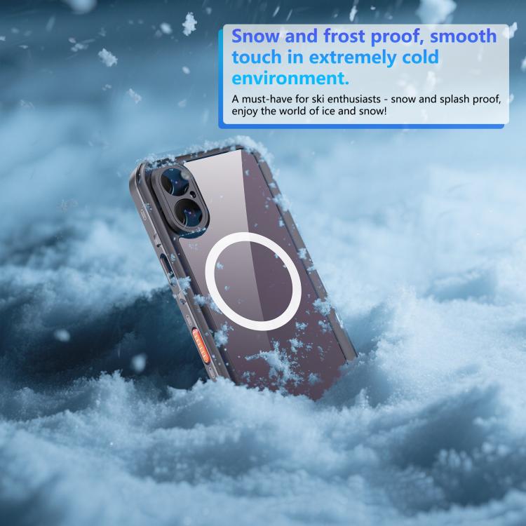 For iPhone 17 RedPepper Transparent Dot IP68 Waterproof Triple-proof MagSafe Phone Case(Black Dark Grey) by RedPepper