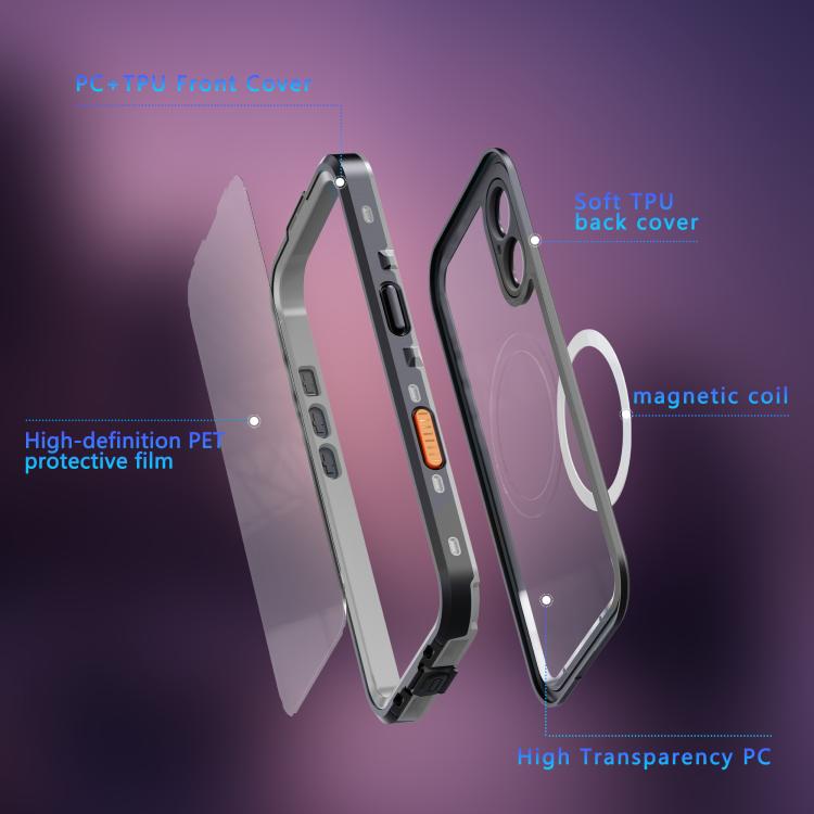 For iPhone 17 RedPepper Transparent Dot IP68 Waterproof Triple-proof MagSafe Phone Case(Black Dark Grey) by RedPepper