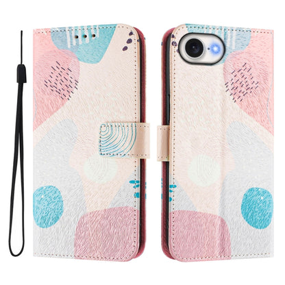 For iPhone 16e Art Colored Drawing Pattern Leather Phone Case(Graffiti puzzle) by bashfashion