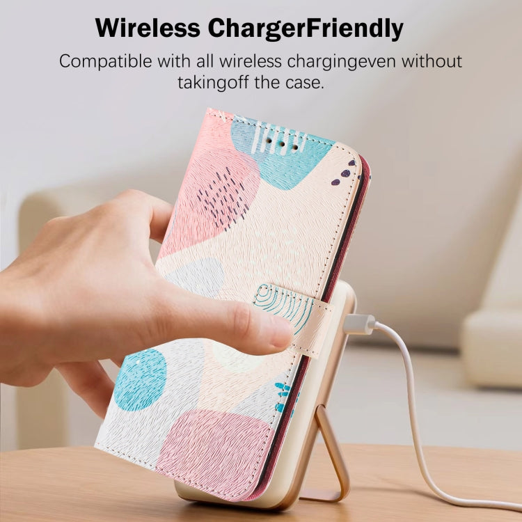 For iPhone 16e Art Colored Drawing Pattern Leather Phone Case(Graffiti puzzle) by bashfashion