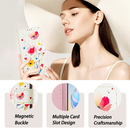 For iPhone 16e Art Colored Drawing Pattern Leather Phone Case(Flowers and plants) by bashfashion